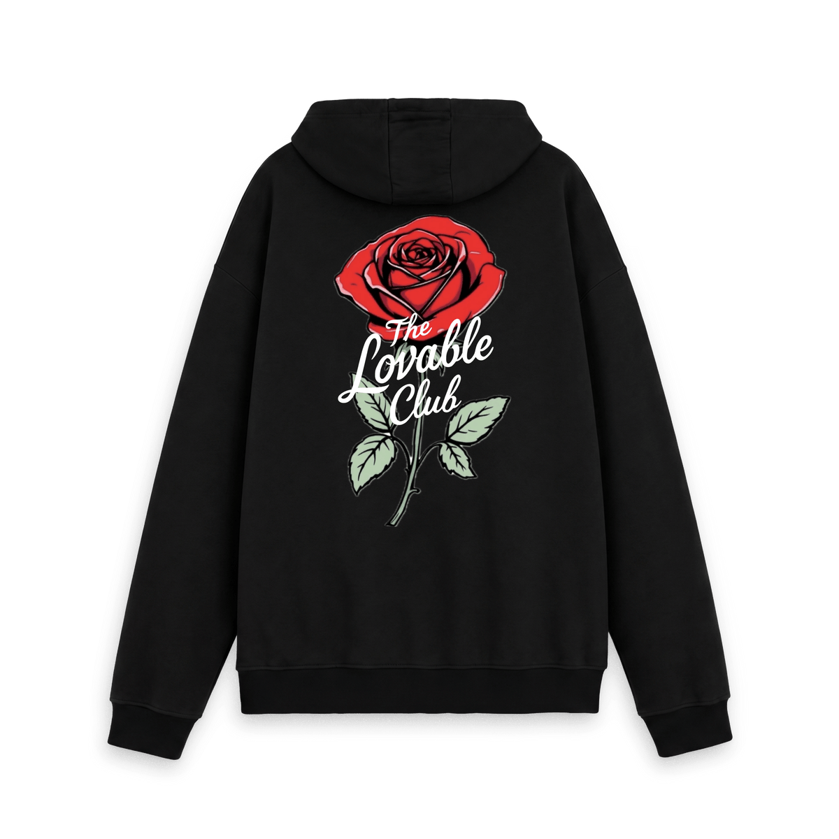 Black Printed Hoody Back